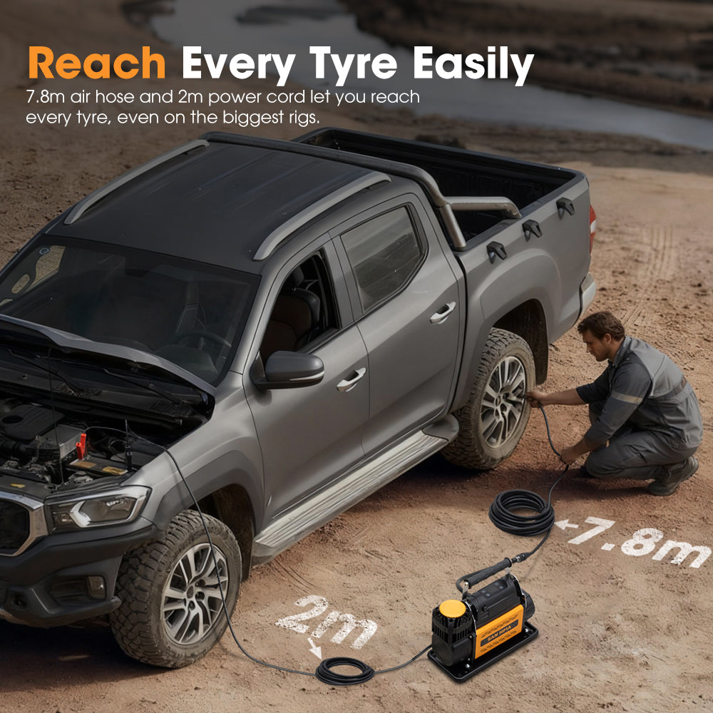 San Hima 12V Single Cylinder Air Compressor 200L/min 150PSI Digital Portable - Sunyee