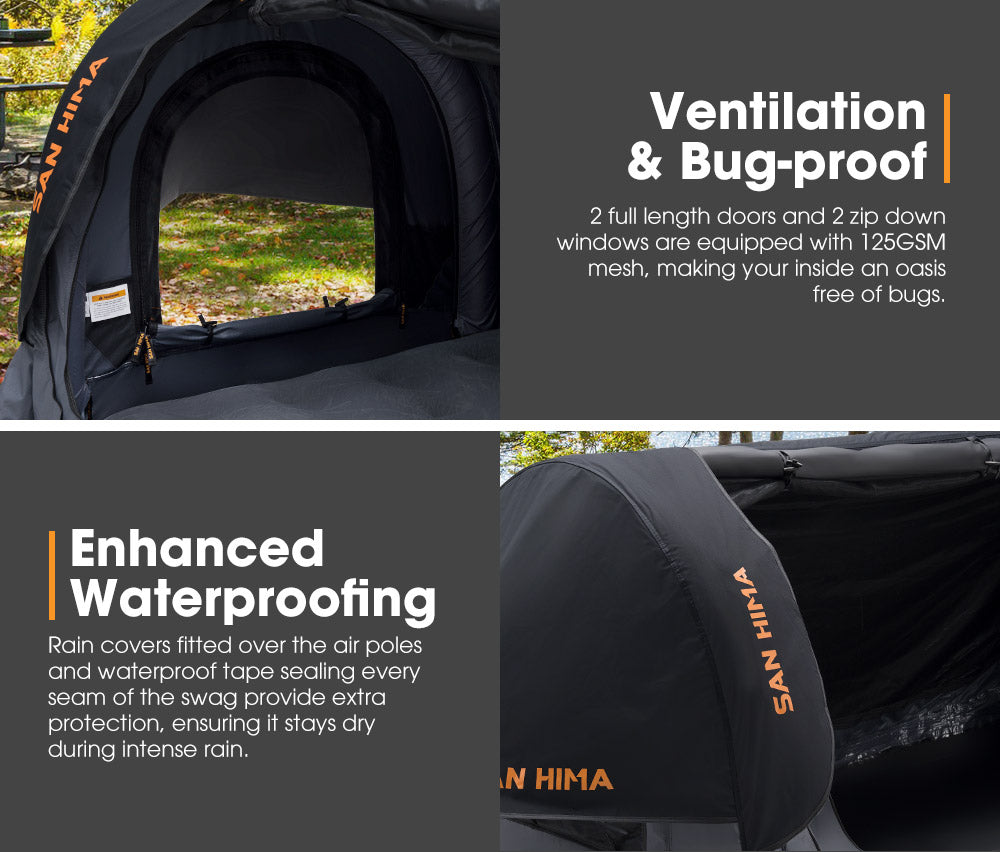 San Hima Single Air Swag Camping Swags Dome Tent Free Standing 17cm Air Mattress - Sunyee