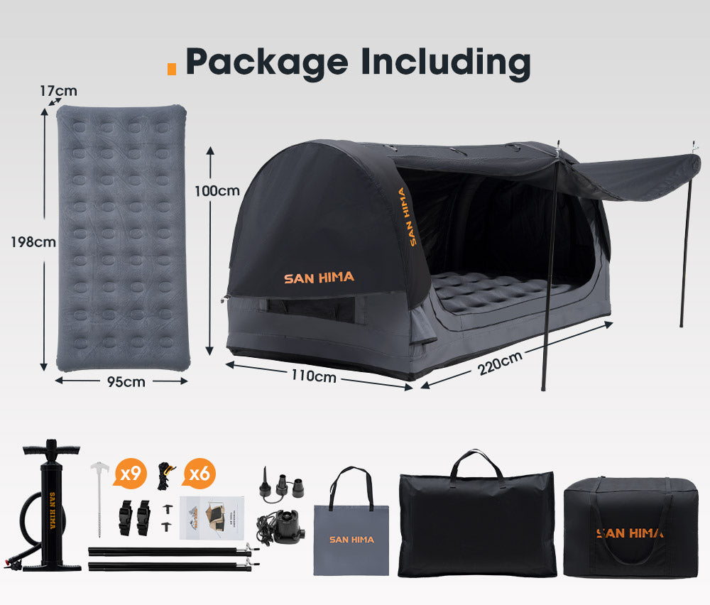 San Hima Single Air Swag Camping Swags Dome Tent Free Standing 17cm Air Mattress - Sunyee