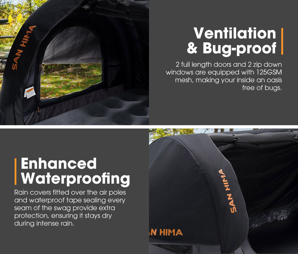 San Hima Double Air Swag Camping Swags Dome Tent Free Standing 22cm Air Mattress - Sunyee