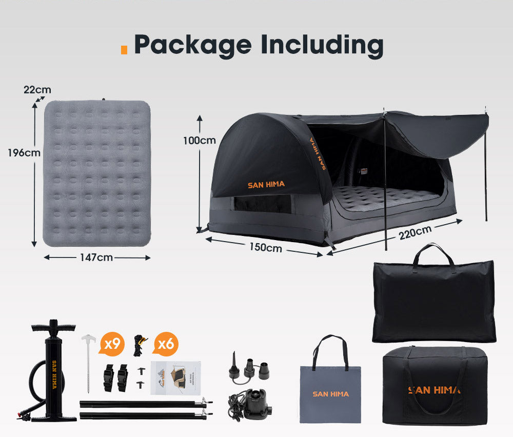 San Hima Double Air Swag Camping Swags Dome Tent Free Standing 22cm Air Mattress - Sunyee
