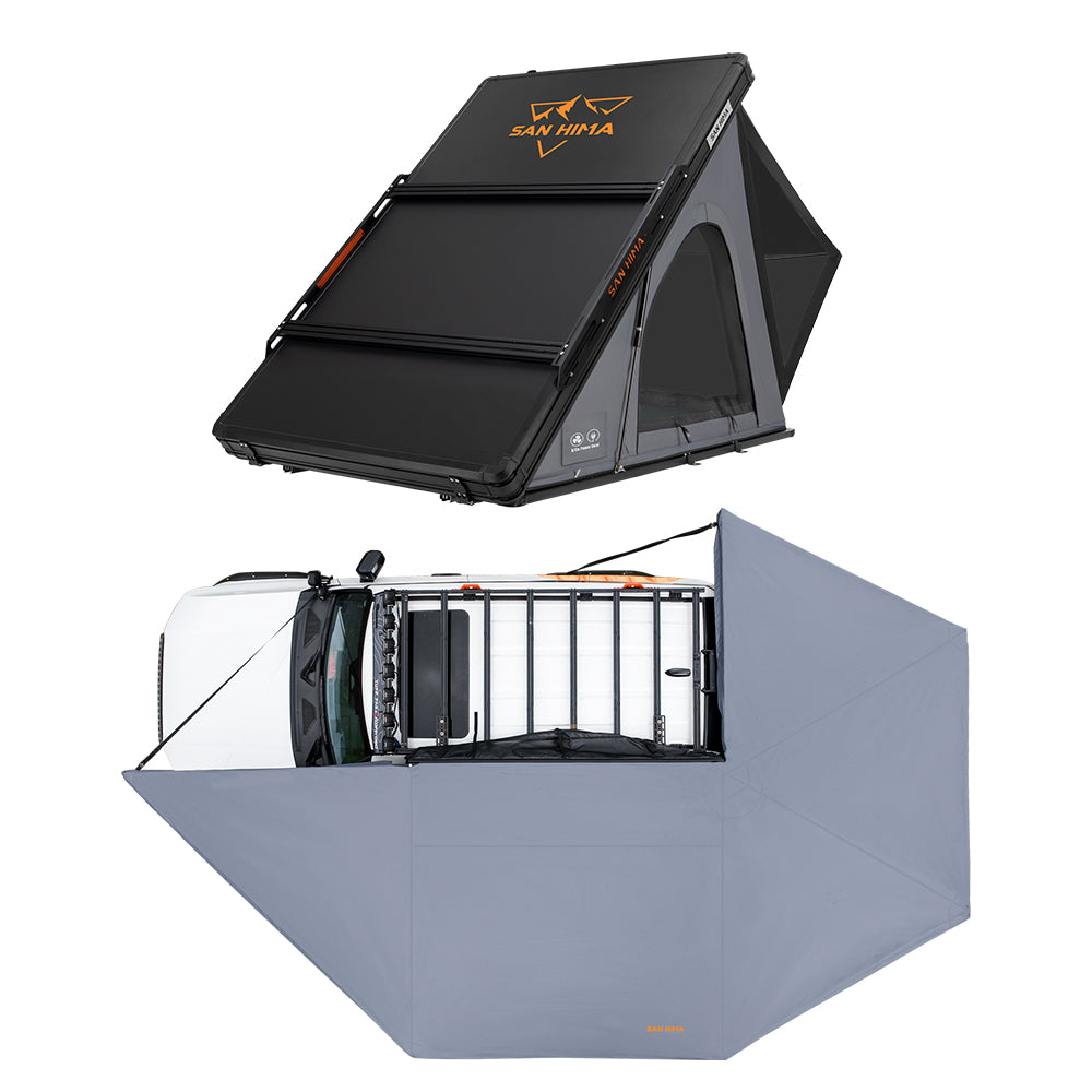 San Hima 270° Awning Passenger Side + Kalbarri Lite Gen 2 Rooftop Tent & Rack - Sunyee