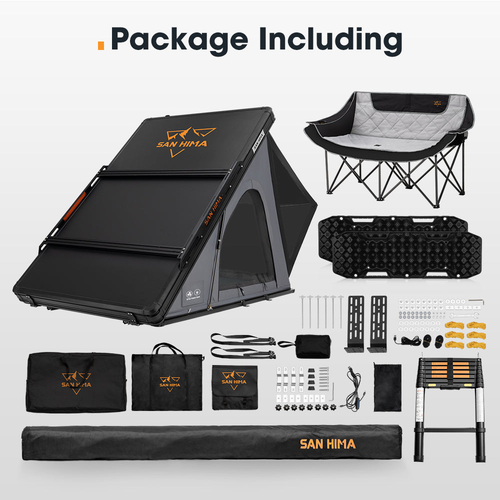 San Hima 270° Awning Passenger Side + Rooftop Tent & Rack + Camping Chair + Recovery Boards - Sunyee