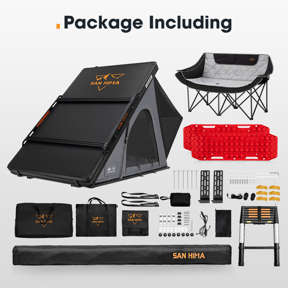 San Hima 270° Awning Passenger Side+Rooftop Tent+Chair+2xRecovery Boards Red - Sunyee
