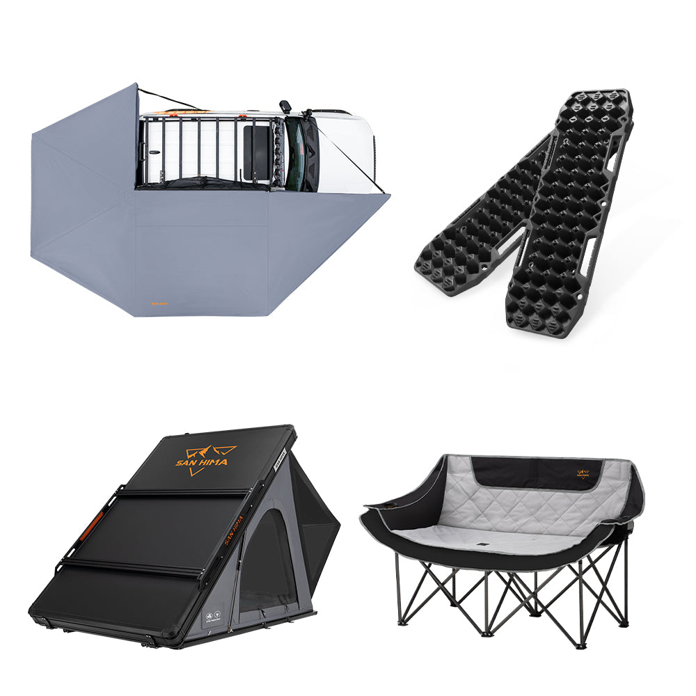 San Hima 270° Awning Driver Side + Rooftop Tent & Rack + Camping Chair + Recovery Boards - Sunyee