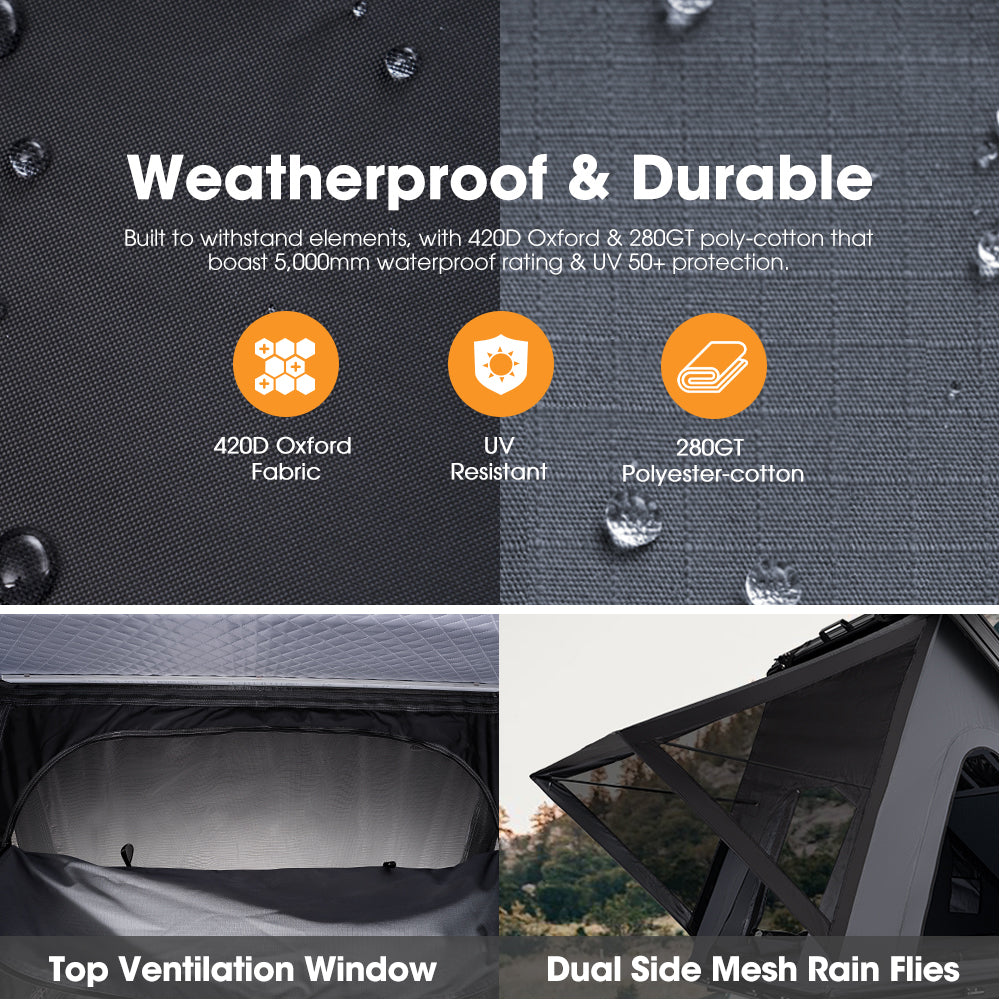 San Hima 270° Awning Driver Side + Kalbarri Lite Gen 2 Rooftop Tent & Rack - Sunyee