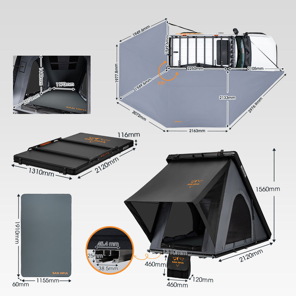 San Hima 270° Awning Driver Side + Rooftop Tent & Rack + Camping Chair + Recovery Boards - Sunyee