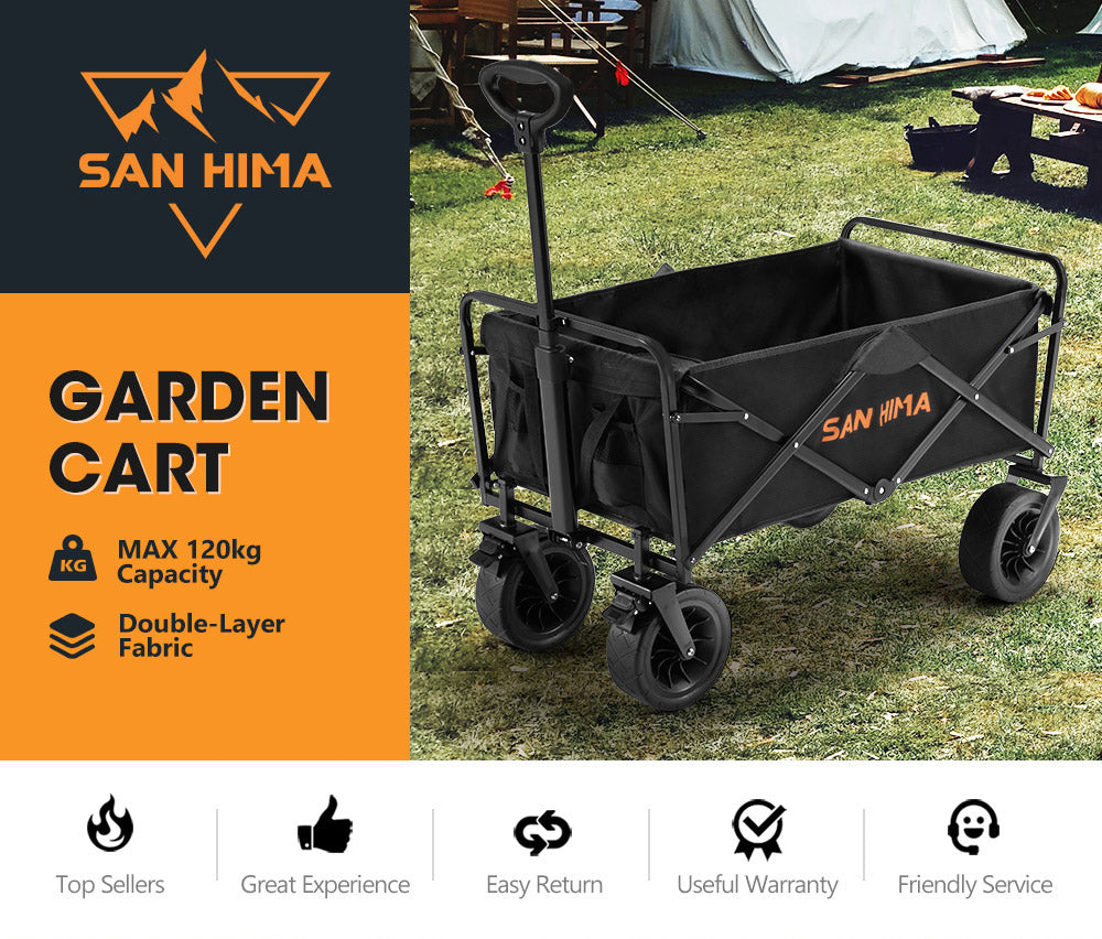 San Hima Folding Camping Wagon 120kg Beach Trolley 360° Wheel Garden Cart Picnic - Sunyee
