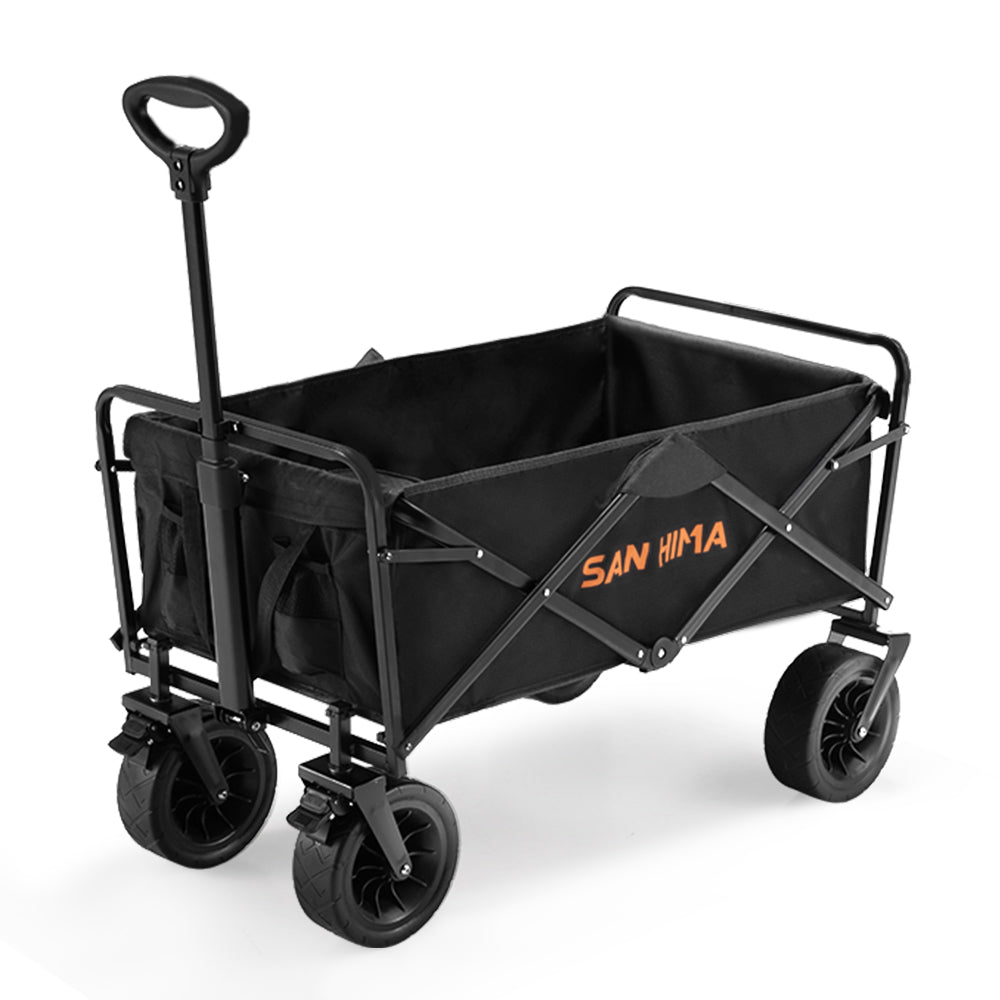 San Hima Folding Camping Wagon 120kg Beach Trolley 360° Wheel Garden Cart Picnic - Sunyee