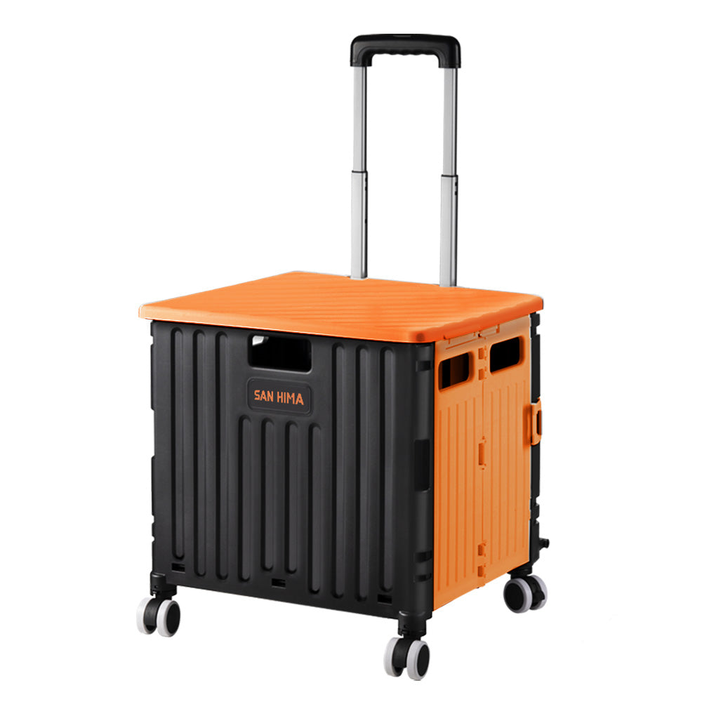 San Hima 70L Shopping Trolley Foldable Camping Cart Grocery Basket 360° Wheel - Sunyee