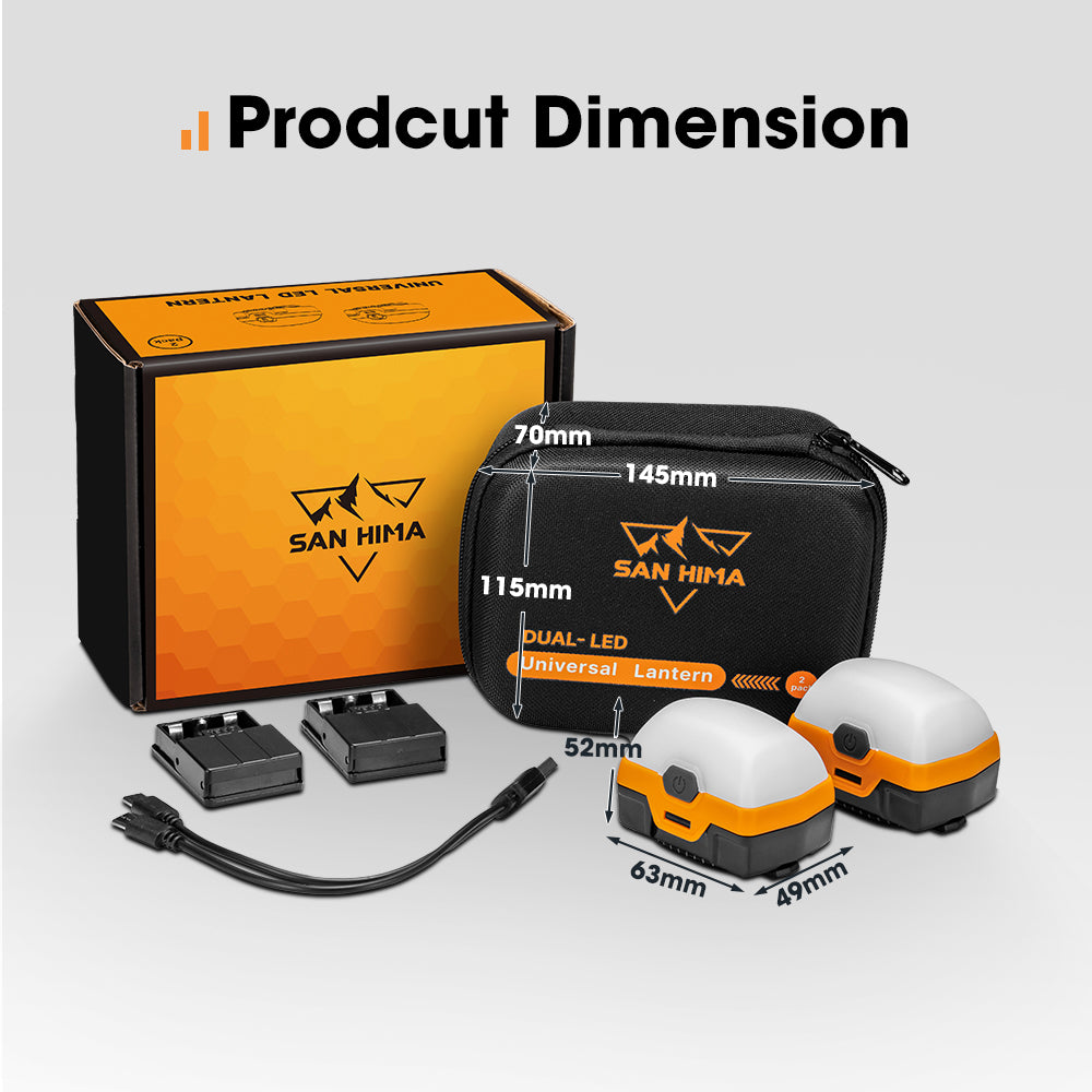 San Hima 4X 6X 8X Led Camping Lights Amber White w/ Lithium Battery Rechargeable - Sunyee