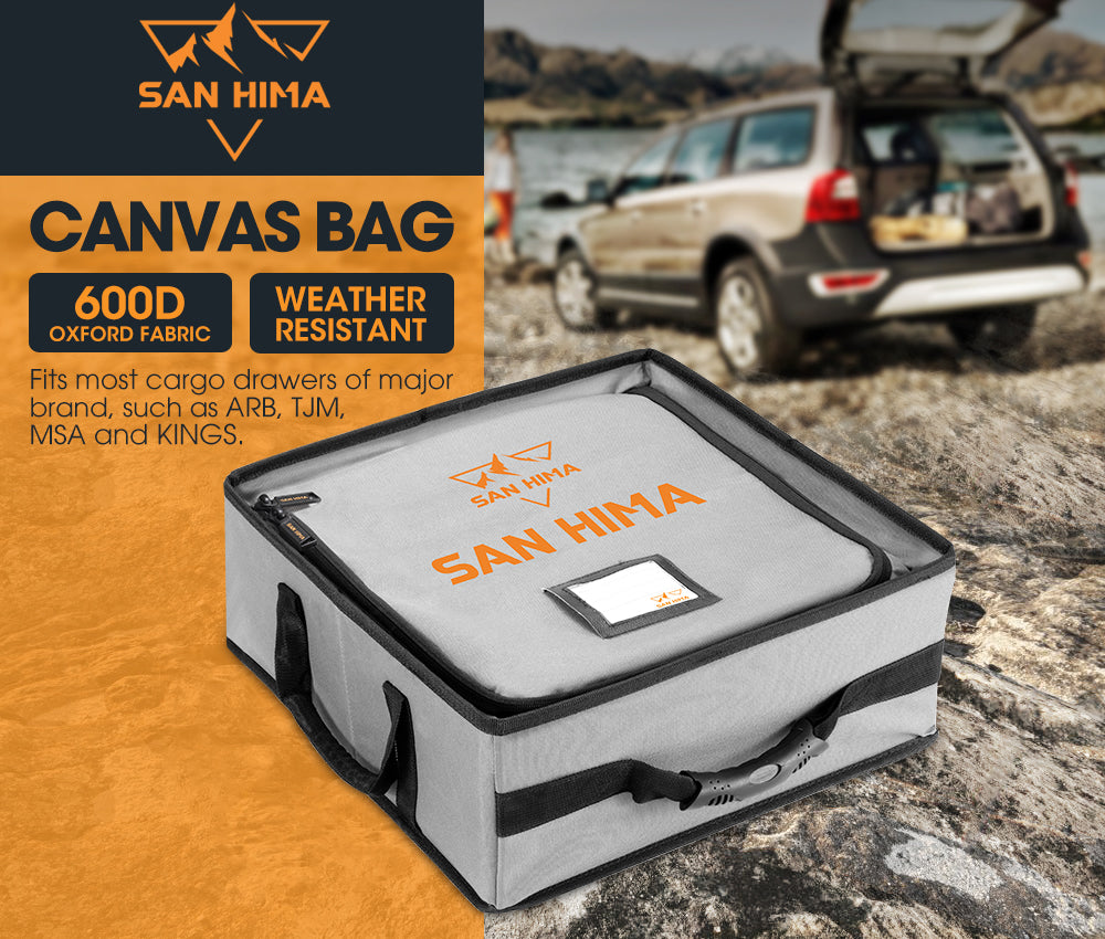 San Hima Tough Canvas Bag Camping Storage Bag Weather Resistant 4WD 40cmx40cmx16cm - Sunyee