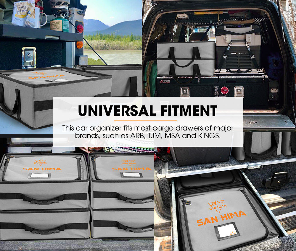 San Hima 3x Tough Canvas Bag Camping Storage Bag Weather Resistant 4WD 40cmx40cmx16cm - Sunyee