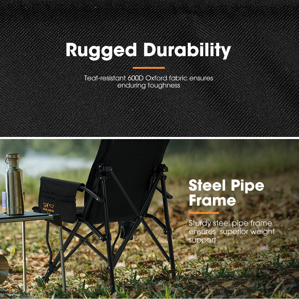 San Hima Luxury Folding Camping Chair Outdoor Portable Thick Padding With Storage Bag - Sunyee