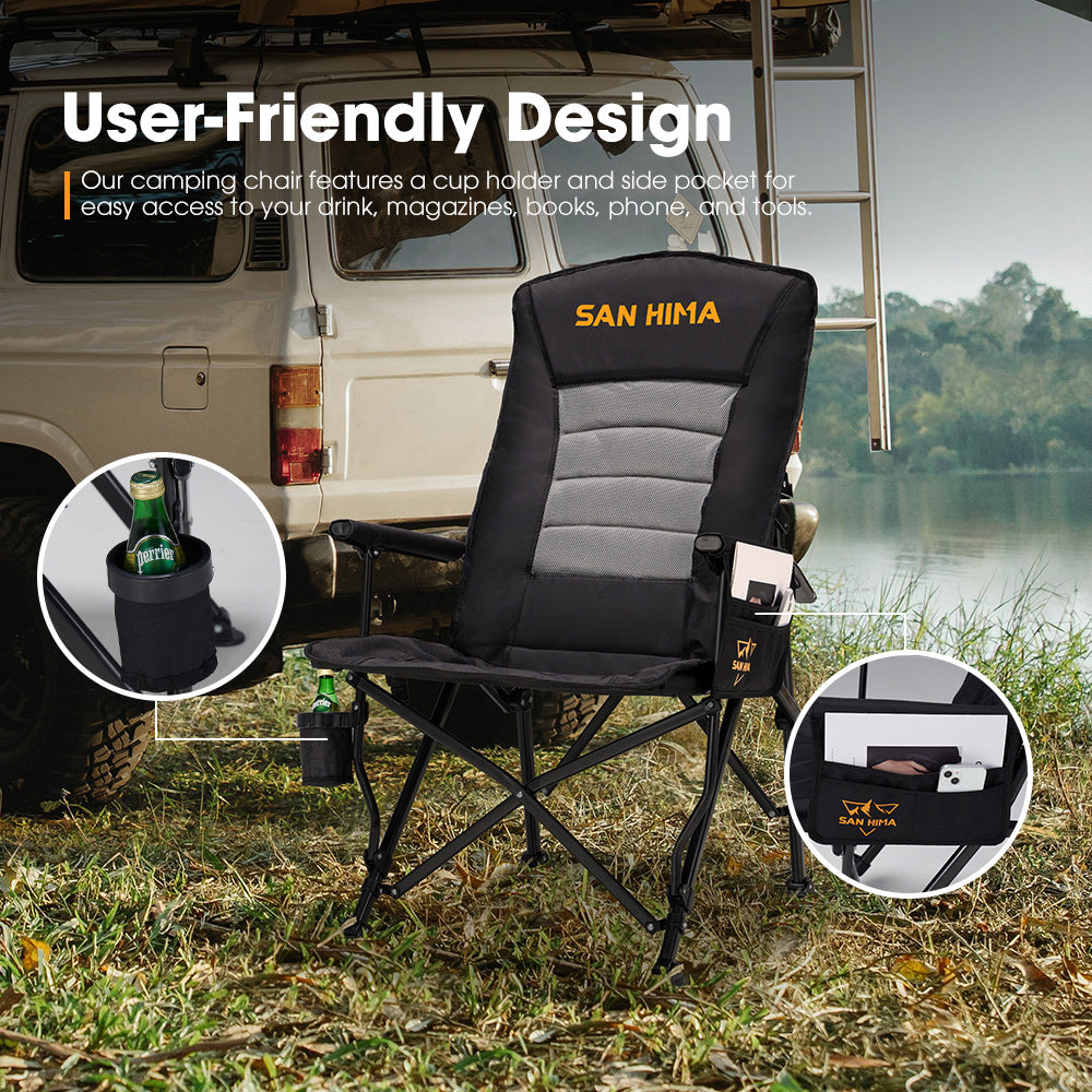 San Hima Luxury Folding Camping Chair Outdoor Portable Thick Padding With Storage Bag - Sunyee