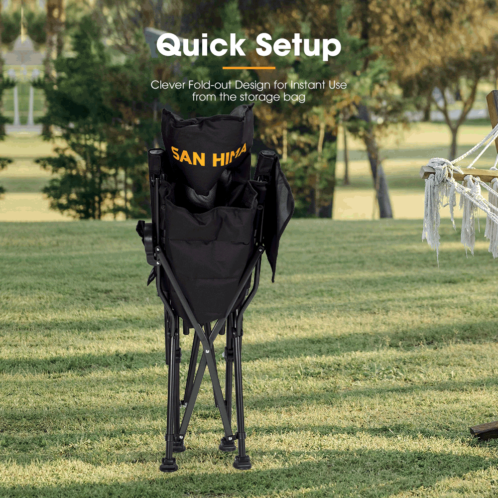 San Hima Luxury Folding Camping Chair Outdoor Portable Thick Padding With Storage Bag - Sunyee