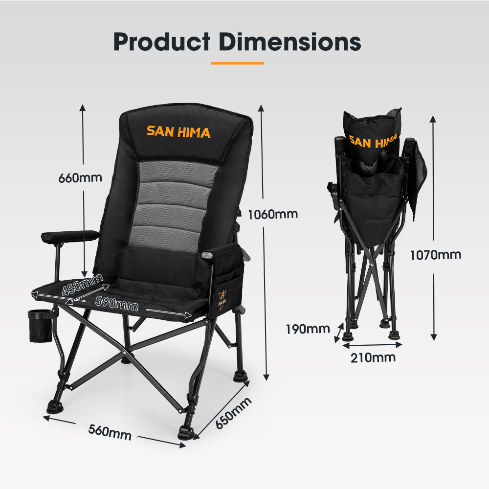 San Hima Luxury Folding Camping Chair Outdoor Portable Thick Padding With Storage Bag - Sunyee