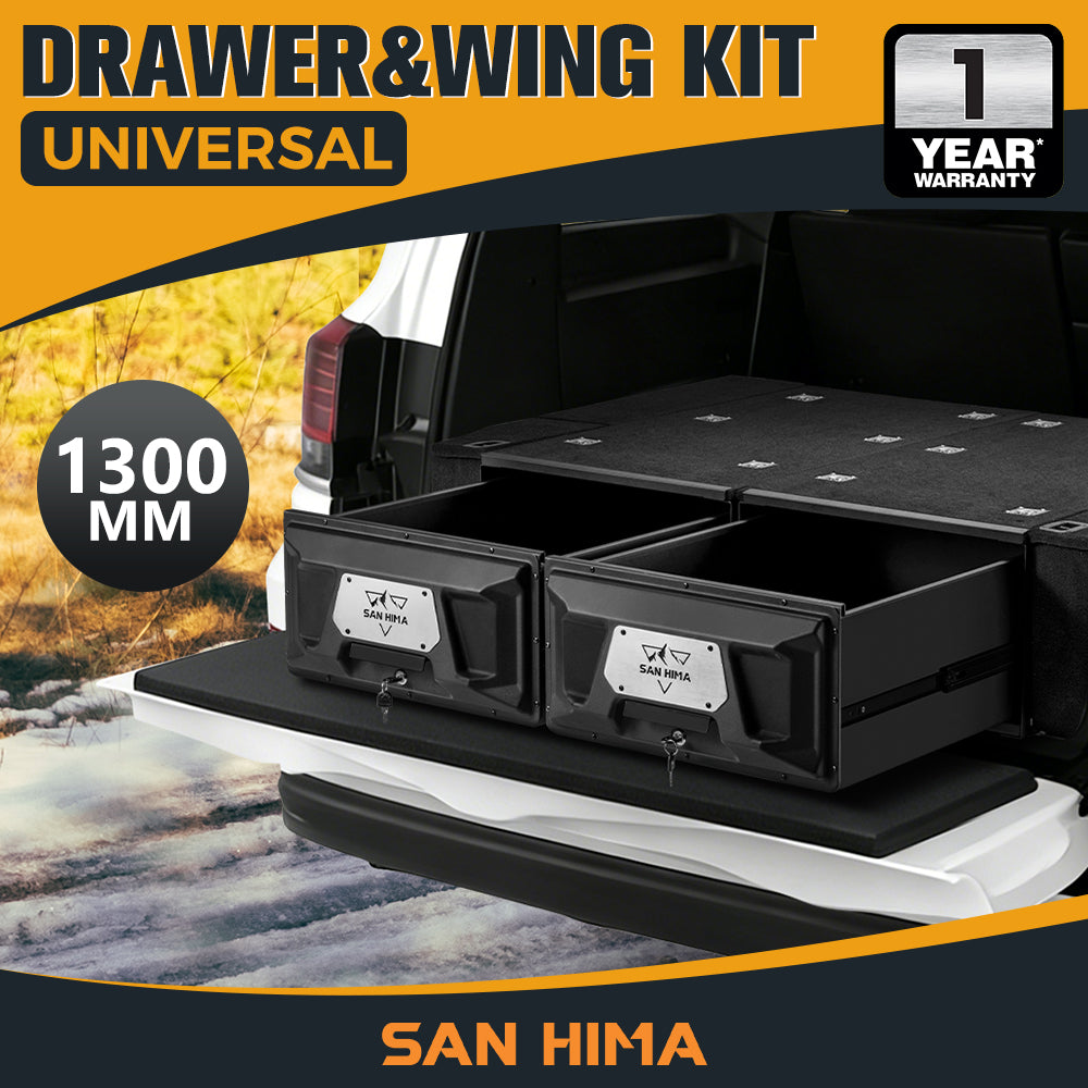 San Hima Lightweight 700/900/1300mm 4WD Rear Drawer & Wing Kit Storage Lockable - Sunyee