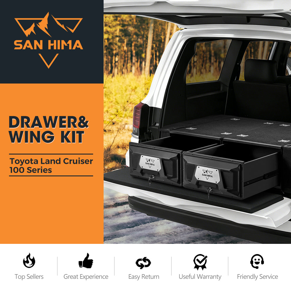 San Hima Lightweight 2X 900mm 4WD Rear Drawer Kit Fit Toyota Landcruiser 100 - Sunyee