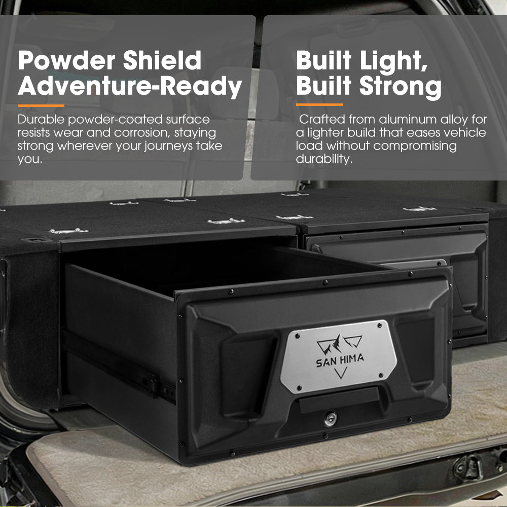San Hima Lightweight 700/900/1300mm 4WD Rear Drawer & Wing Kit Storage Lockable - Sunyee
