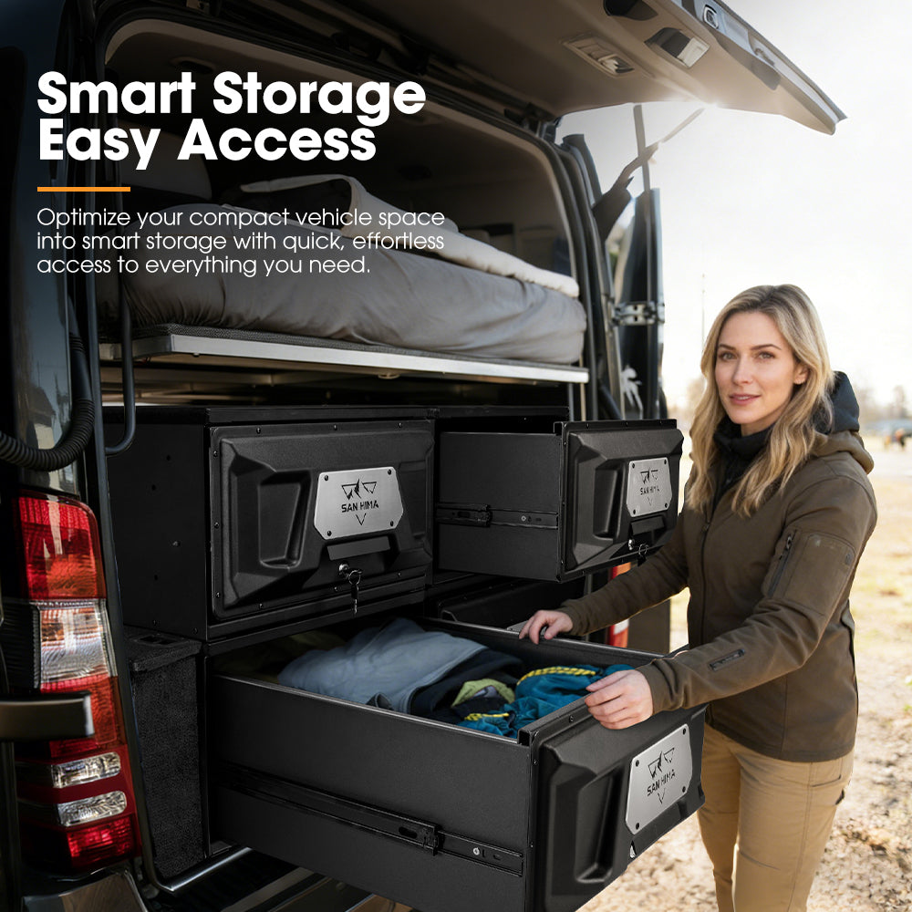 San Hima Lightweight 700/900/1300mm 4WD Rear Drawer & Wing Kit Storage Lockable - Sunyee