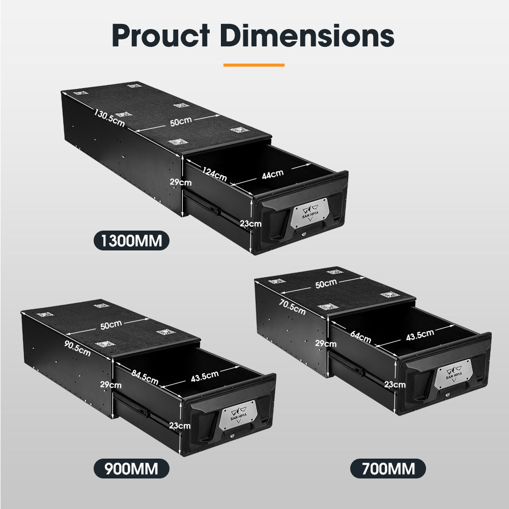 San Hima Lightweight 700/900/1300mm 4WD Rear Drawer & Wing Kit Storage Lockable - Sunyee