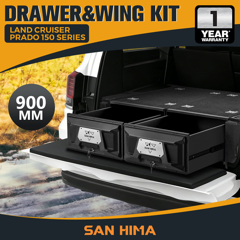 San Hima Lightweight 700/900/1300mm 4WD Rear Drawer & Wing Kit Storage Lockable - Sunyee