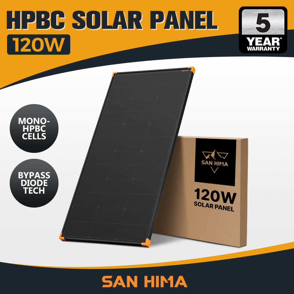 San Hima 120W 200W Mono-HPBC Fixed Solar Panel Power Bypass Caravan Camping - Sunyee