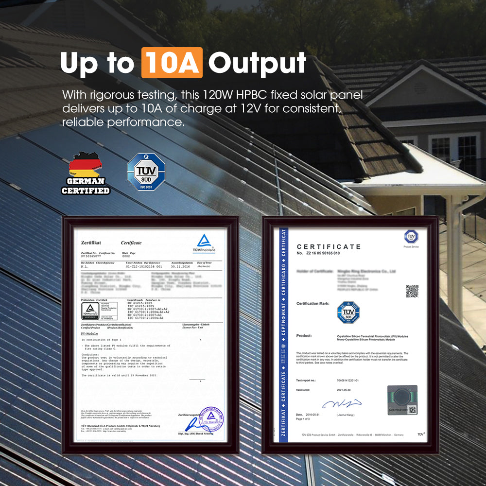 San Hima 4X 120W Mono-HPBC Fixed Solar Panel Power Bypass Caravan Camping - Sunyee