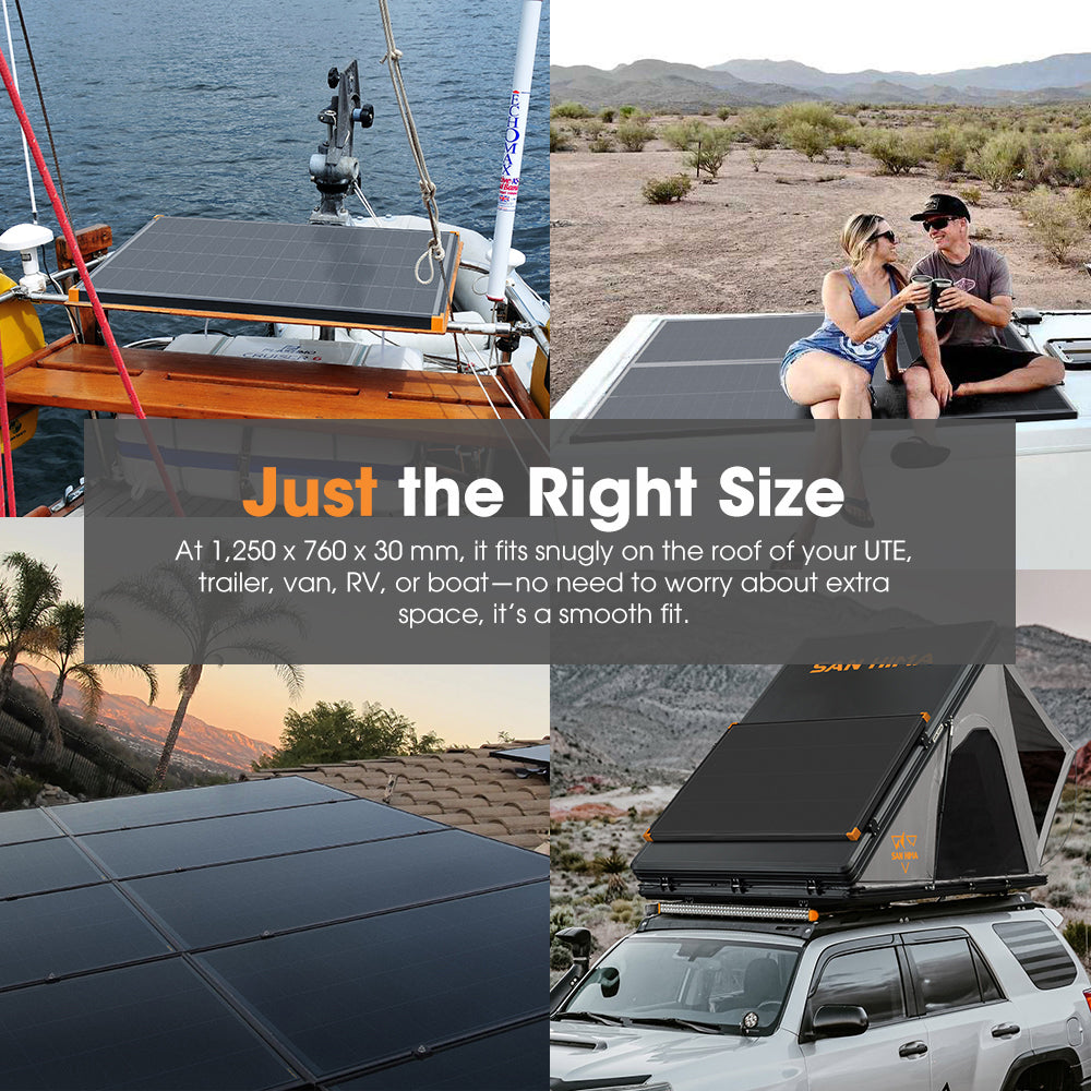 San Hima 200W Mono-HPBC Fixed Solar Panel Power Bypass Caravan Camping Battery