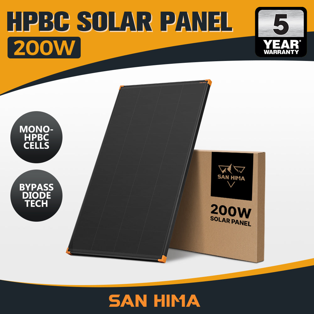 San Hima 120W 200W Mono-HPBC Fixed Solar Panel Power Bypass Caravan Camping - Sunyee