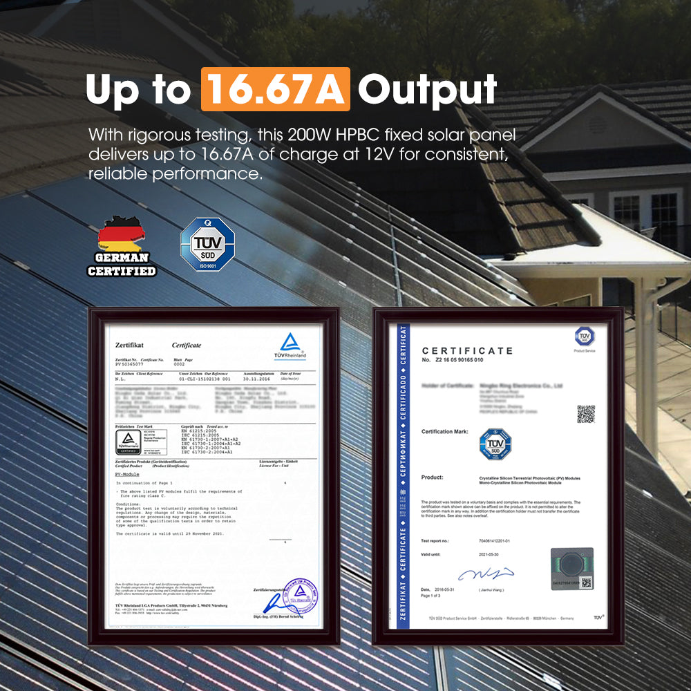 San Hima 2X 200W Mono-HPBC Fixed Solar Panel Power Bypass Caravan Camping