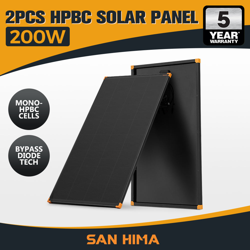 San Hima 120W 200W Mono-HPBC Fixed Solar Panel Power Bypass Caravan Camping - Sunyee
