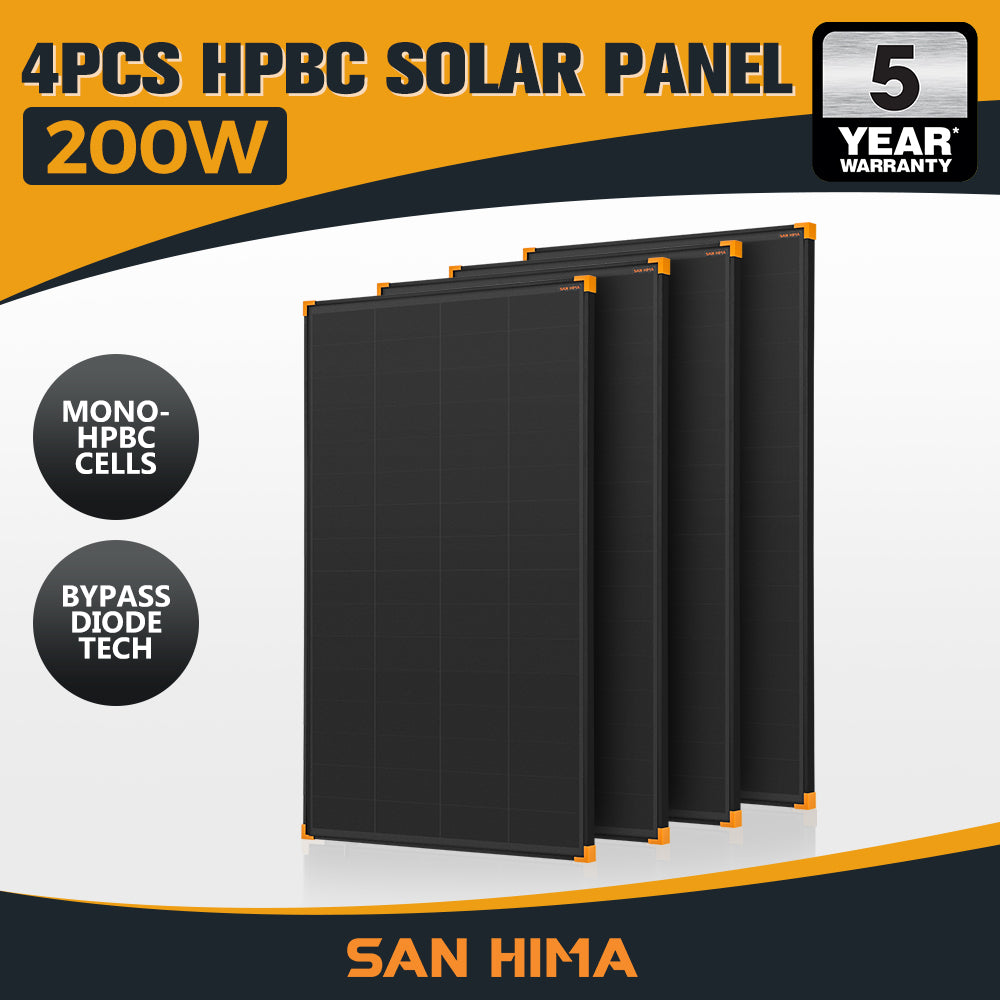 San Hima 120W 200W Mono-HPBC Fixed Solar Panel Power Bypass Caravan Camping - Sunyee