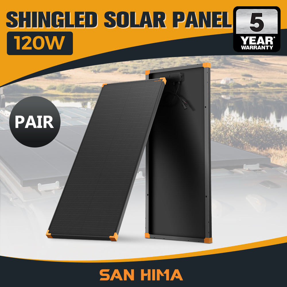 San Hima 120W Solar Panel Kit Mono Shingled Fixed Power Camping Battery Charging - Sunyee