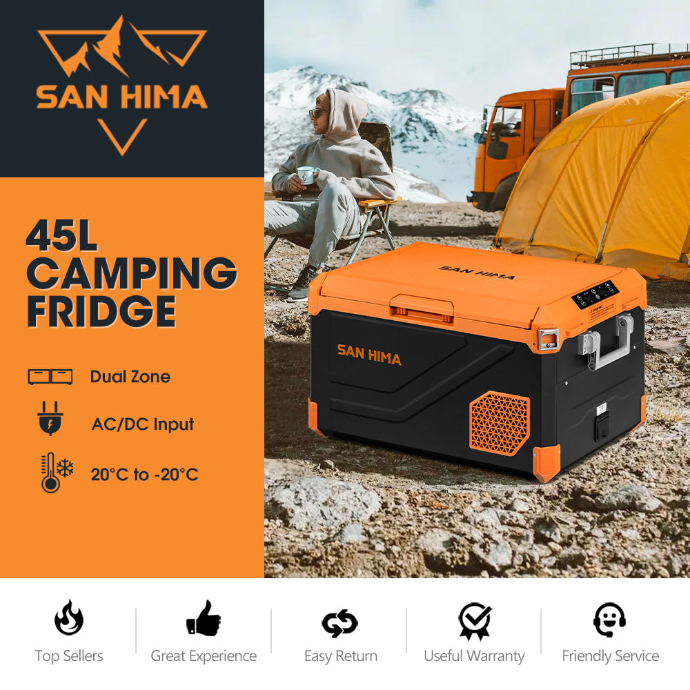 San Hima 45L Portable Camping Fridge Freezer Dual Zone Caravan Car Cooler 4WD