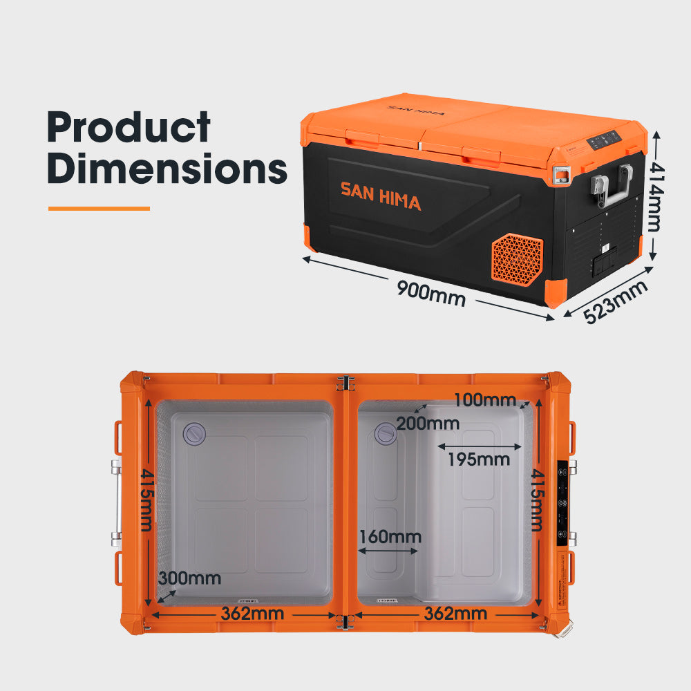 San Hima 75L Portable Camping Fridge Freezer Dual Zone Caravan Car Cooler 4WD - Sunyee