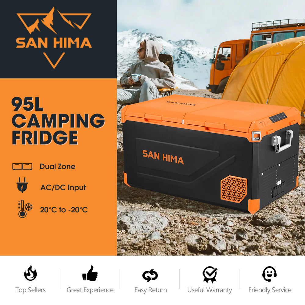 San Hima 95L Portable Camping Fridge Freezer Dual Zone Caravan Car Cooler 4WD - Sunyee