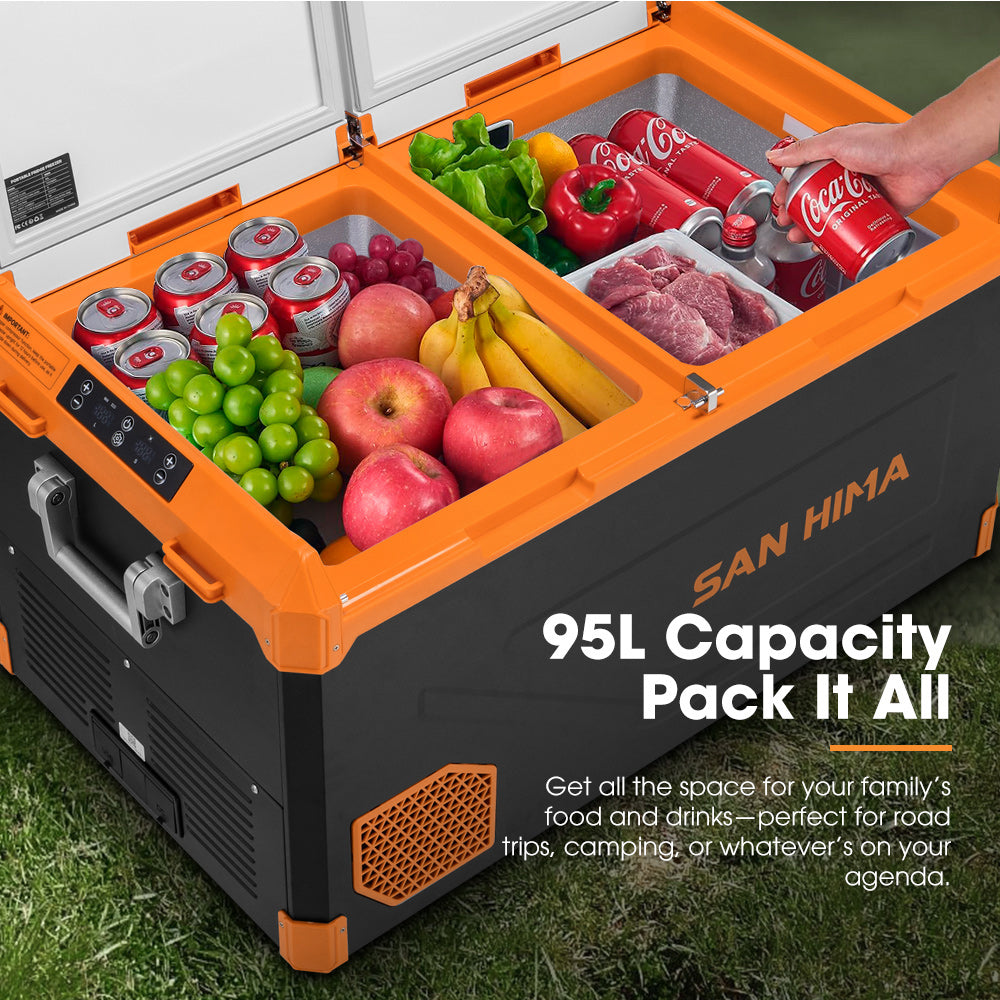 San Hima 95L Portable Camping Fridge Freezer Dual Zone Caravan Car Cooler 4WD - Sunyee