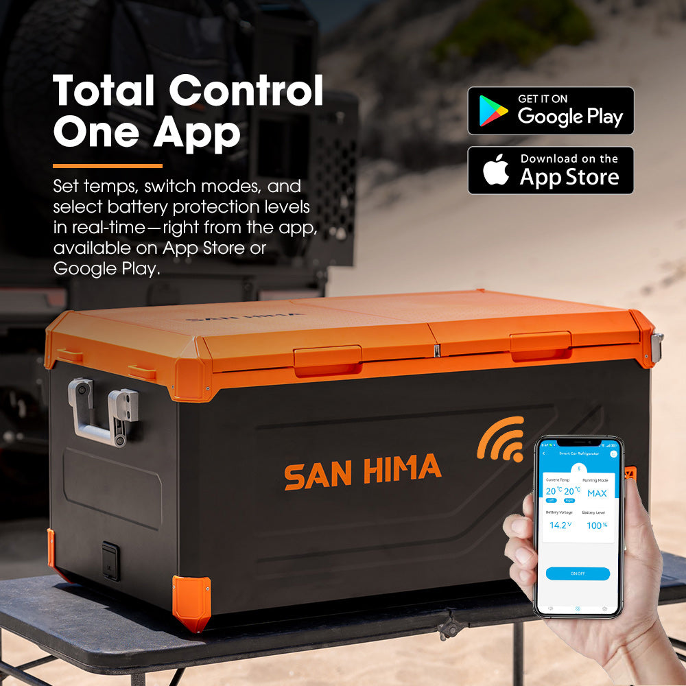 San Hima 95L Portable Camping Fridge Freezer Dual Zone Caravan Car Cooler 4WD - Sunyee