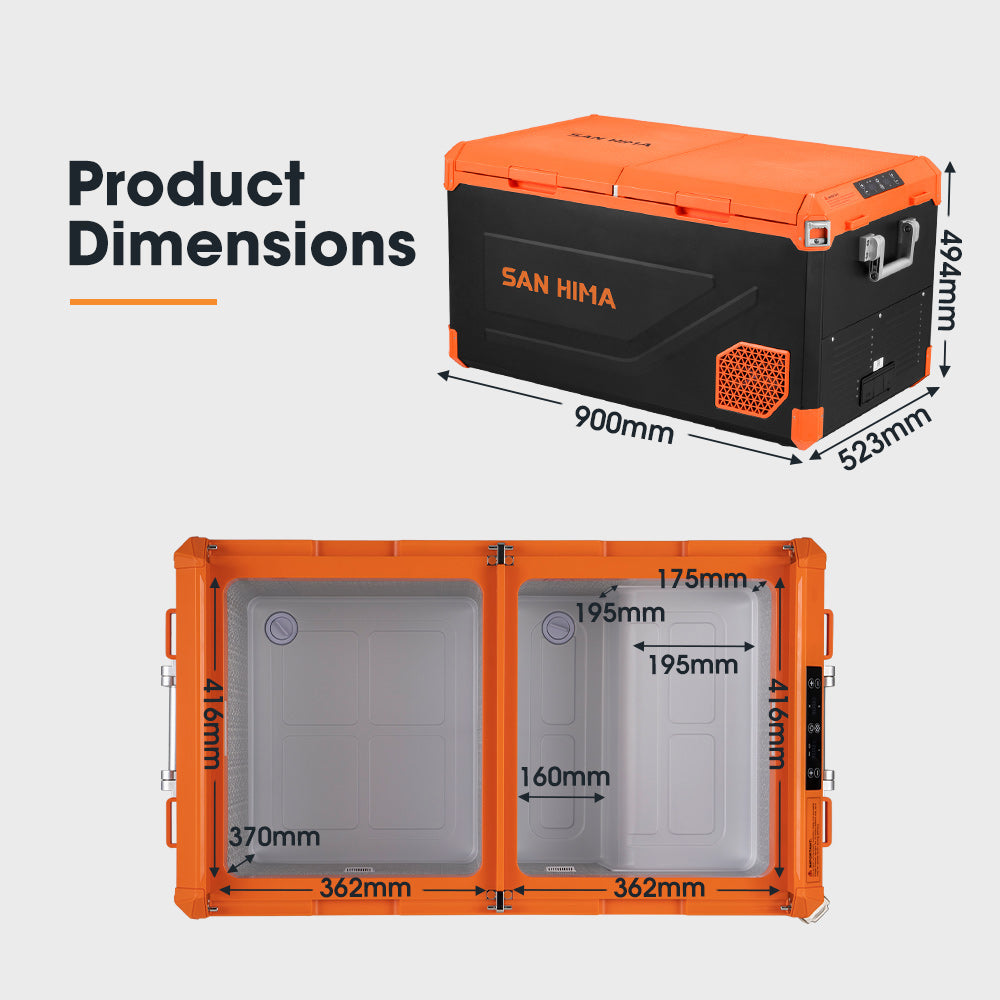 San Hima 95L Portable Camping Fridge Freezer Dual Zone Caravan Car Cooler 4WD - Sunyee