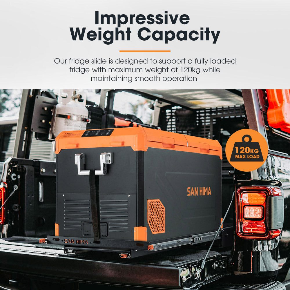 San Hima 95L Portable Camping Fridge Freezer With Slide Dual Zone Caravan Cooler - Sunyee