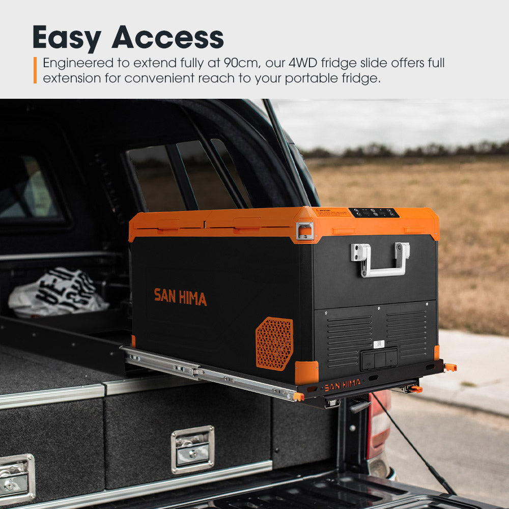 San Hima 95L Portable Camping Fridge Freezer With Slide Dual Zone Caravan Cooler - Sunyee