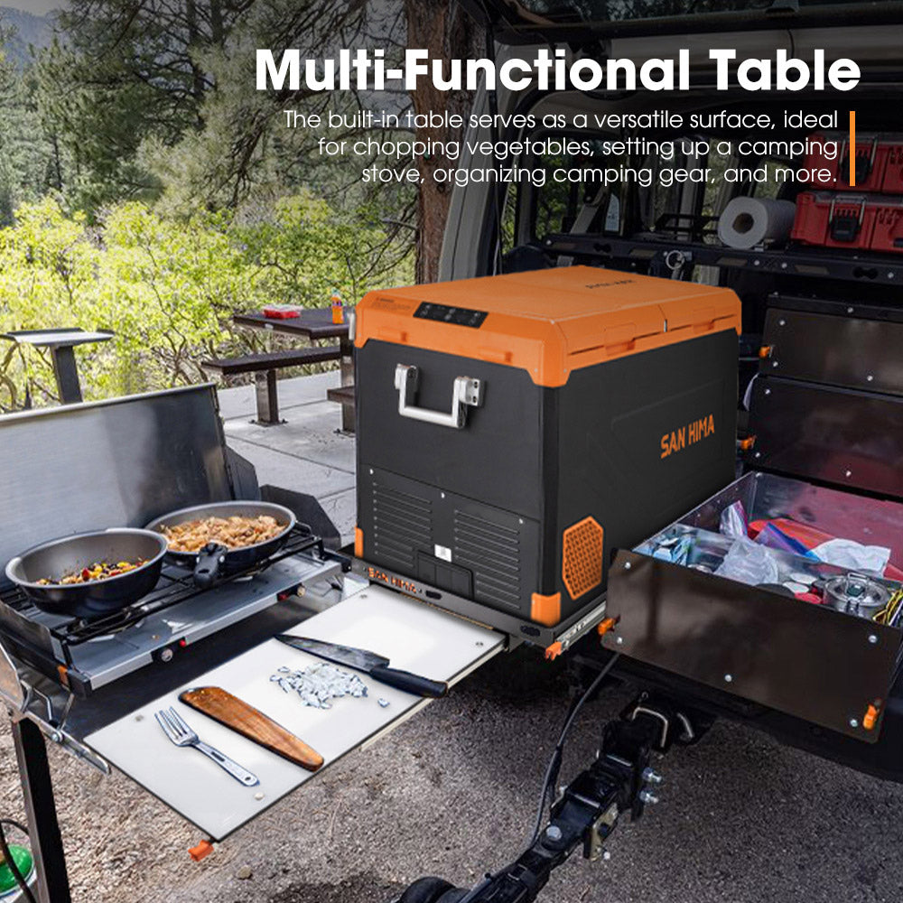 San Hima 95L Portable Camping Fridge Freezer With Slide Dual Zone Caravan Cooler - Sunyee