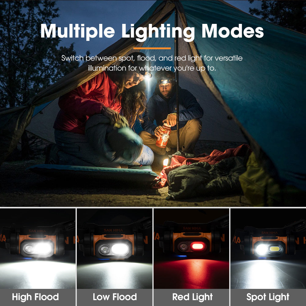San Hima COB LED Head Torch Headlight Camping Rechargeable Headlamp Waterproof - Sunyee