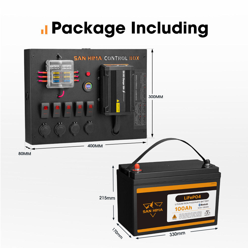 San Hima 12V 100Ah Lithium Iron Phosphate Battery + 12V Control Box With Fuse - Sunyee
