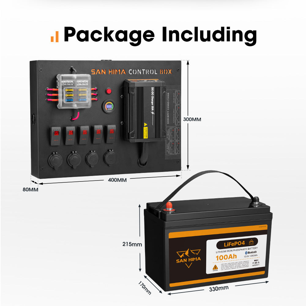 San Hima 12V 100Ah Lithium Iron Phosphate Battery Self-heating + 12V Control Box - Sunyee