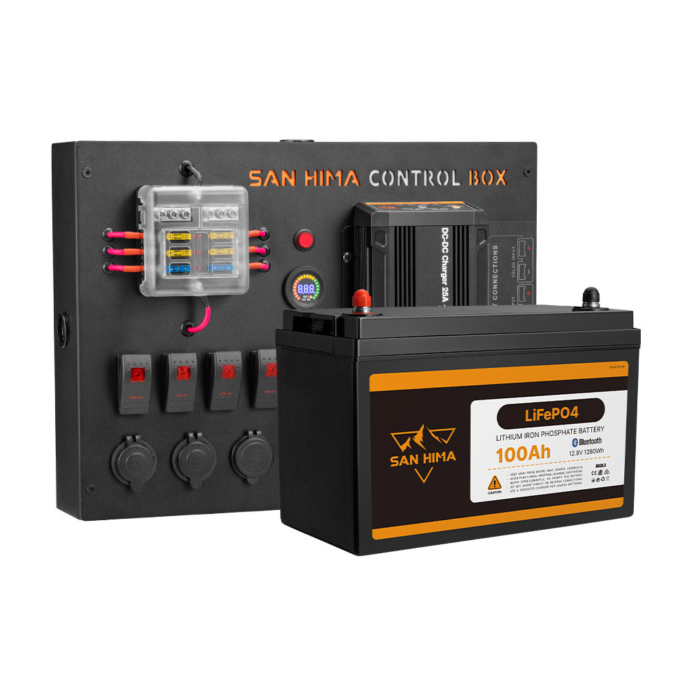 San Hima 12V 100Ah Lithium Iron Phosphate Battery + 12V Control Box With Fuse - Sunyee