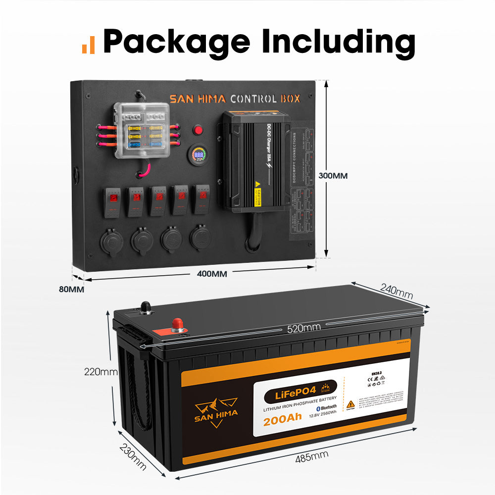 San Hima 12V 200Ah Lithium Iron Phosphate Battery Self-heating + 12V Control Box - Sunyee