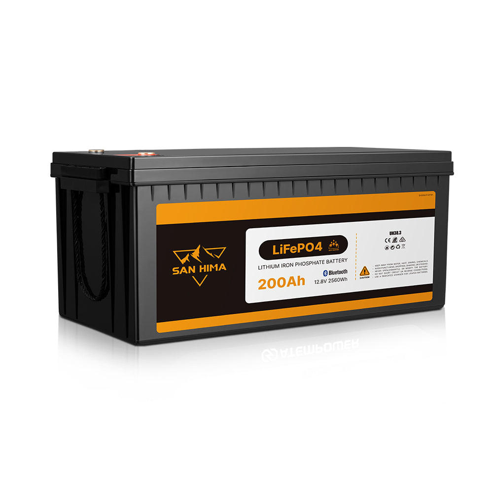 San Hima 12V 200Ah Lithium Iron Phosphate Battery LiFePO4 w/ Bluetooth & Self-heating Function - Sunyee